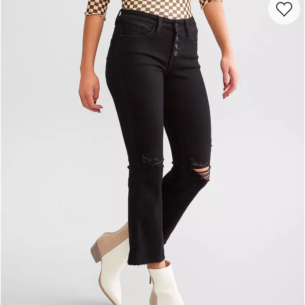 Flying Monkey Jet Black Distressed Cropped Jeans 32/27